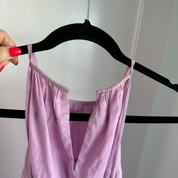 RHODE Julia Halter Neck Tiered Maxi Dress SZ XS Smokey Grape Frayed Rope Belt - Picture 10 of 11